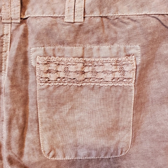 $FINAL$  NWOT Sundance Organia Cotton Linen Blend Convertable Pants Lace Trim - Picture 7 of 10